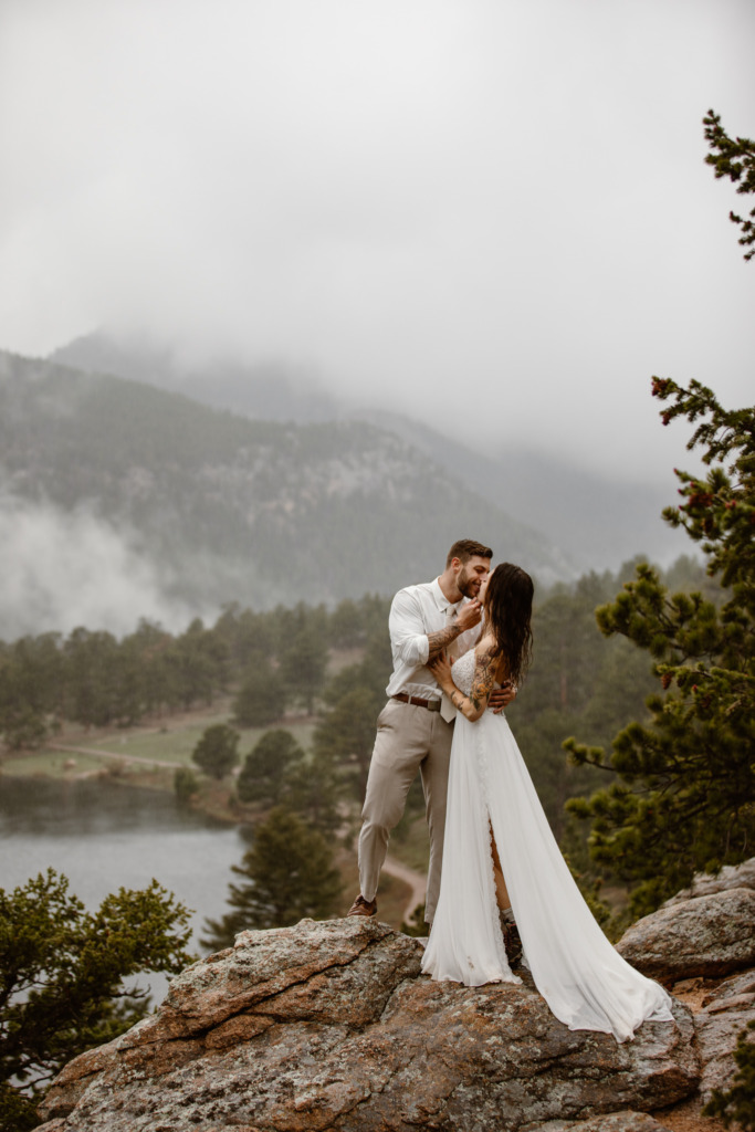 a couple in rocky mountain national park for their elopement