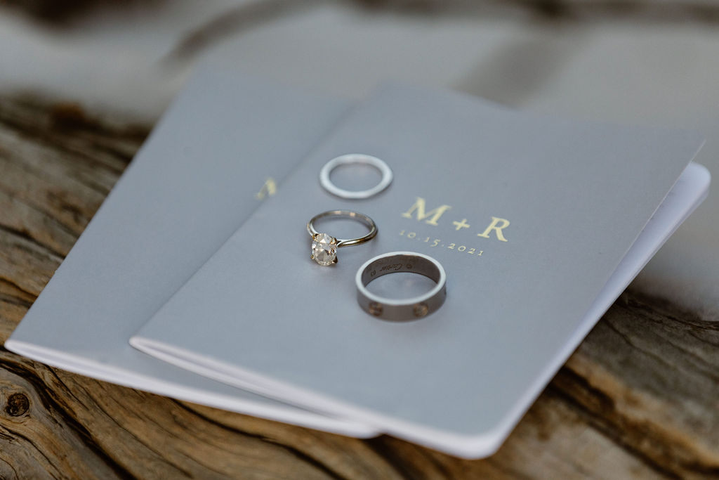 vow booklets and wedding bands