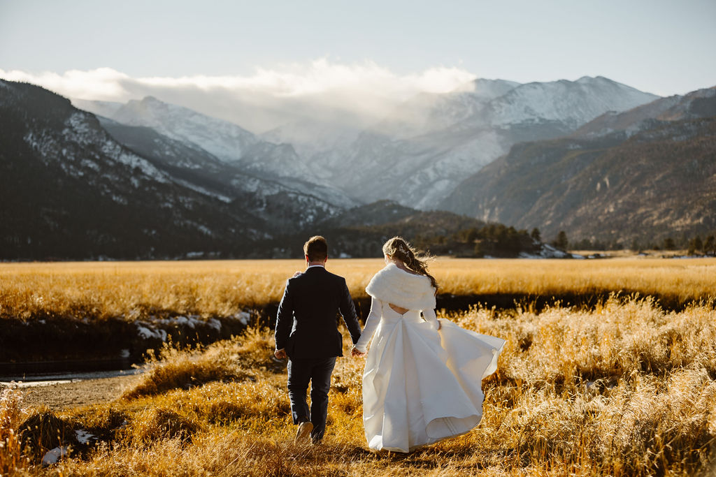 a couple at rocky mountain national park for their elopement