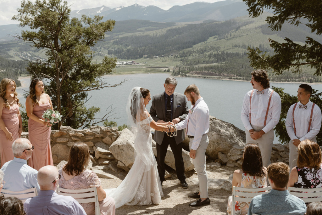 a wedding happening at sapphire point overlook