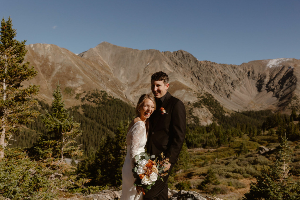 a bride and groom at a colorado mountain wedding venue